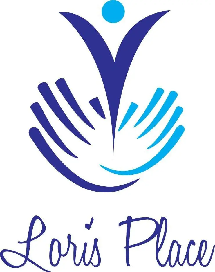 A blue and white logo of the louis place.