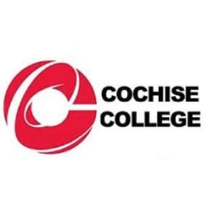 A red and black logo of cochise college.