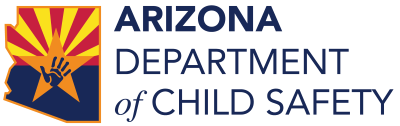 A green background with the words arizona department of child care written in blue.