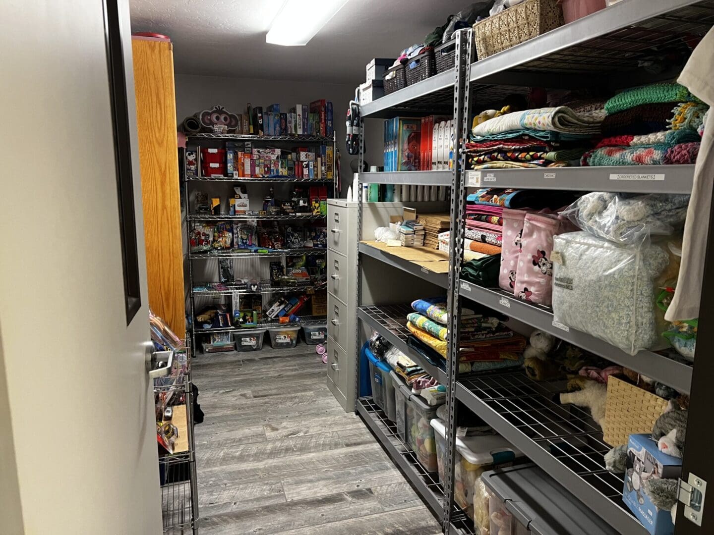 A room filled with shelves and lots of items.